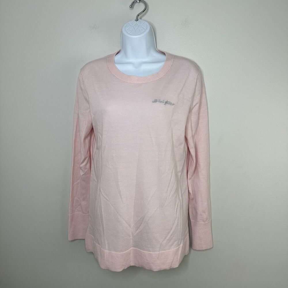 Banana Republic Sweater Womens Sz M Merino Wool Pink All That Glitter Relaxed